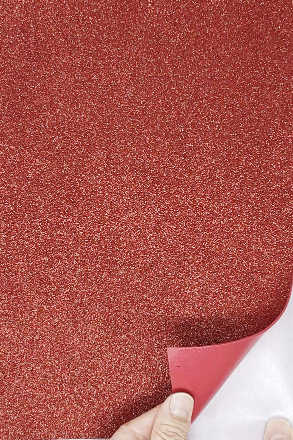 Allgala 12 Pack Glitter EVA Foam Paper 8 x 12inch Sheets-Red Color Self-Adhesive