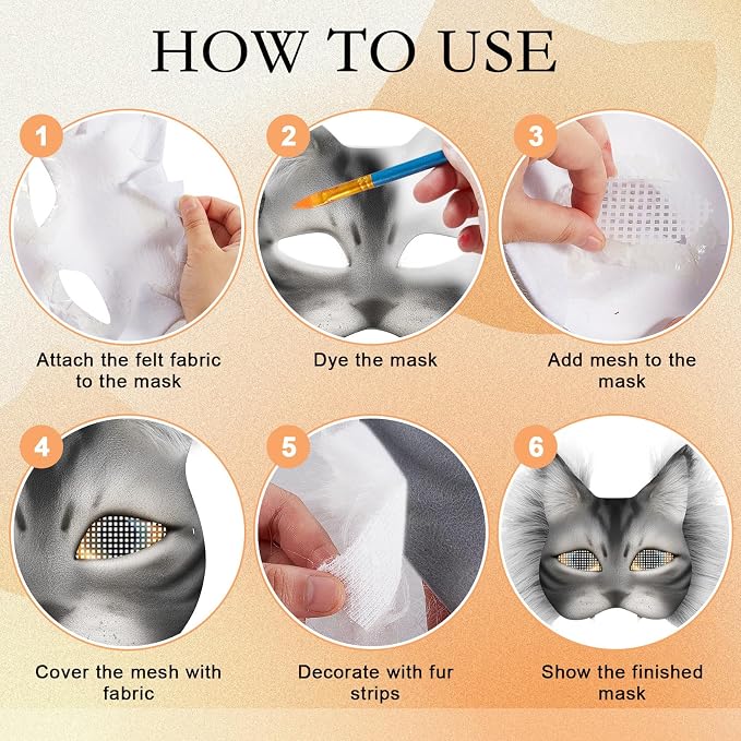 Seenelling DIY Therian Mask Kit Blank Cat Mask