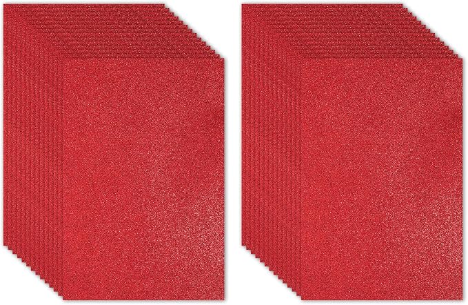 PATIKIL 30Sheets Bright Red EVA Glitter Foam Sheet 11.8 x 7.9 Inch 2mm Thick