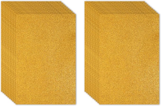 PATIKIL Gold Tone Shiny EVA Glitter Foam Sheet 11 x 8 Inch 2mm Thick