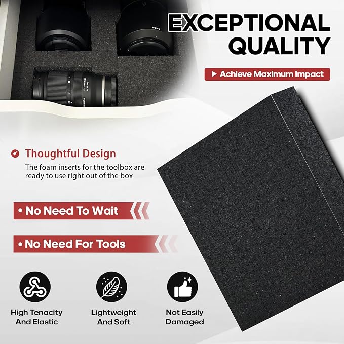 YIYITOOLS 4PCS Pick Apart Foam Insert, Dual-Thickness Case Foam Insert Kit