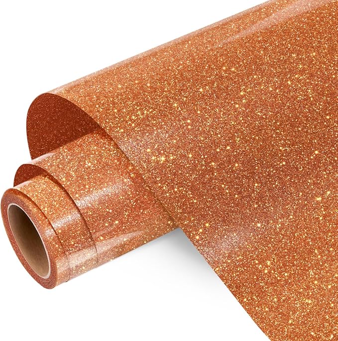 WRAPXPERT Orange Glitter Heat Transfer Vinyl, Sparkle Iron on Vinyl