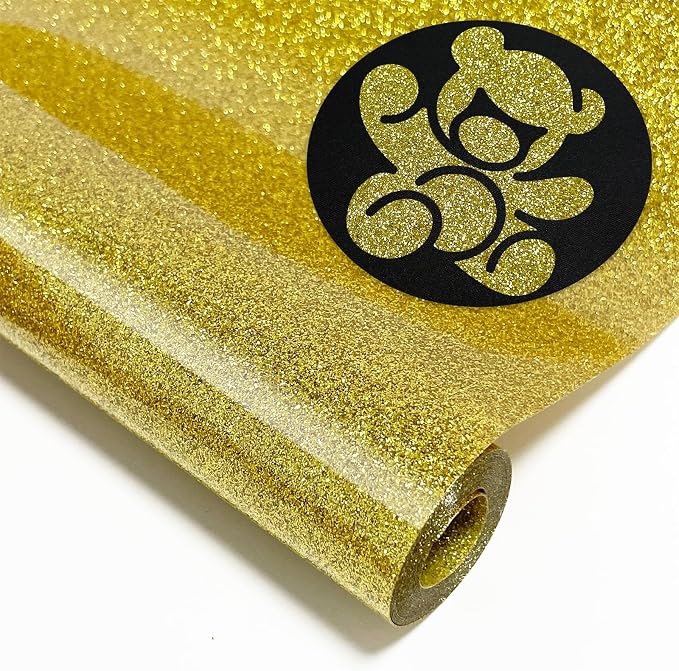 DUEUIOE Gold Glitter HTV Heat Transfer Vinyl Roll
