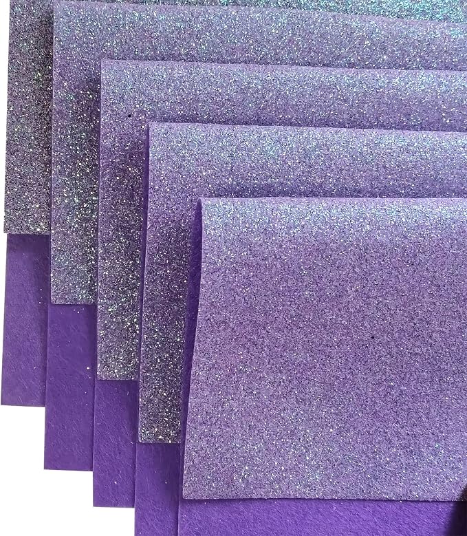 Jtnohx Glitter Felt Fabric, 8 x12 inches Felt Square Glitter