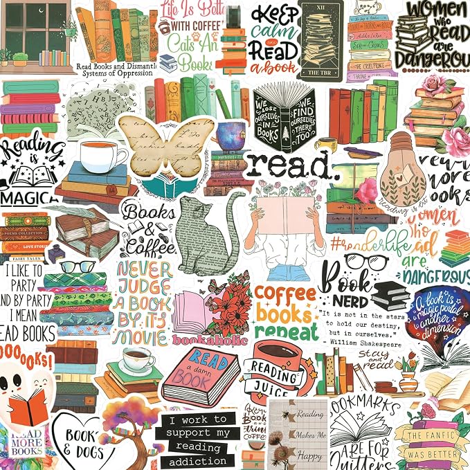 200PCS Book Stickers for Kindle, Bookish & Booktok Reading Stickers for Water