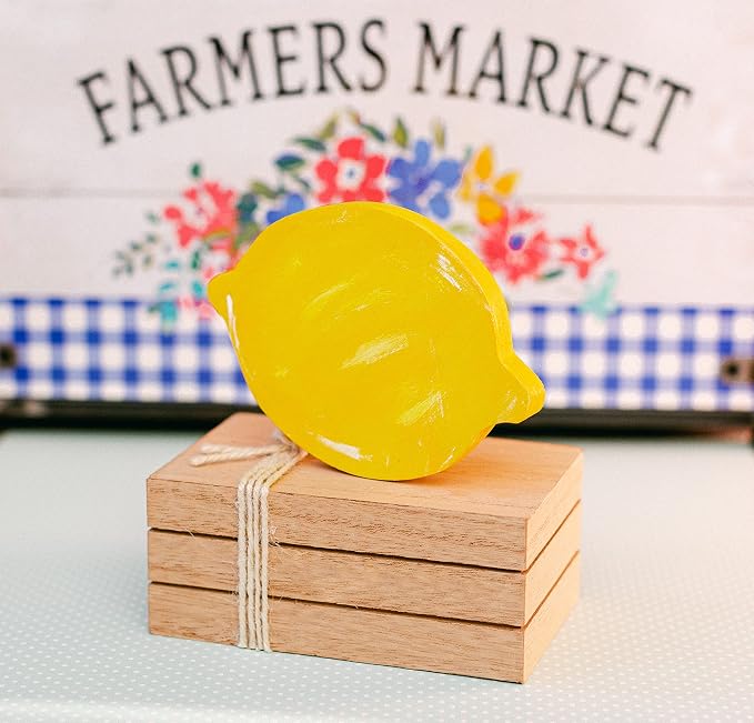Lemon Tiered Tray Decor 4-1/2-inch x 3-1/4-inch, Farmhouse Tier Tray Decor