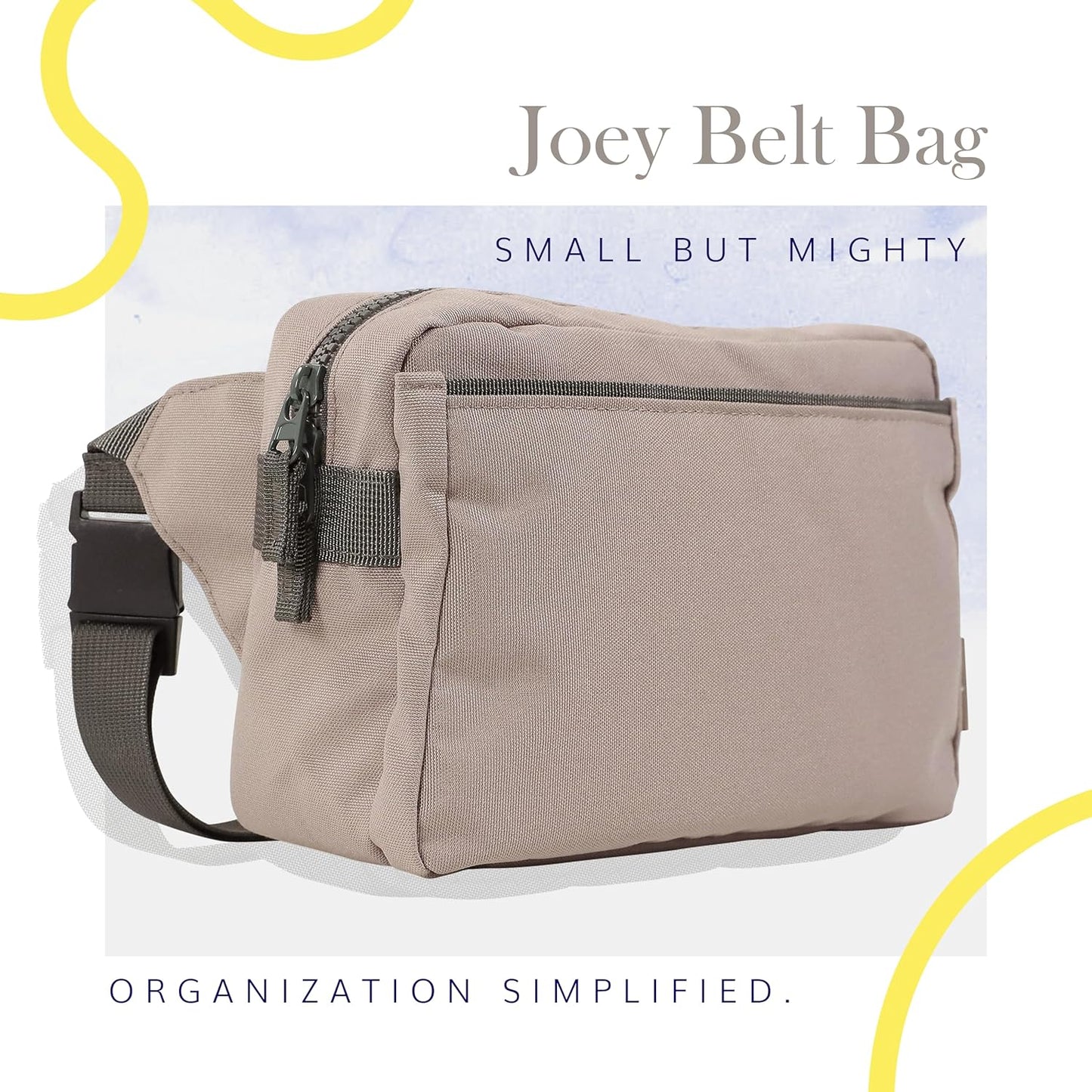 Red Rovr Everyday Joey Belt Bag | Organization & Zipper pockets |Adjustable Strap for All Ages (Truffle)