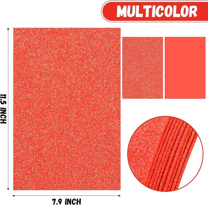 10 Pack Glitter Foam Sheets Craft 8 x 12 inch | Sparkles Foam Paper