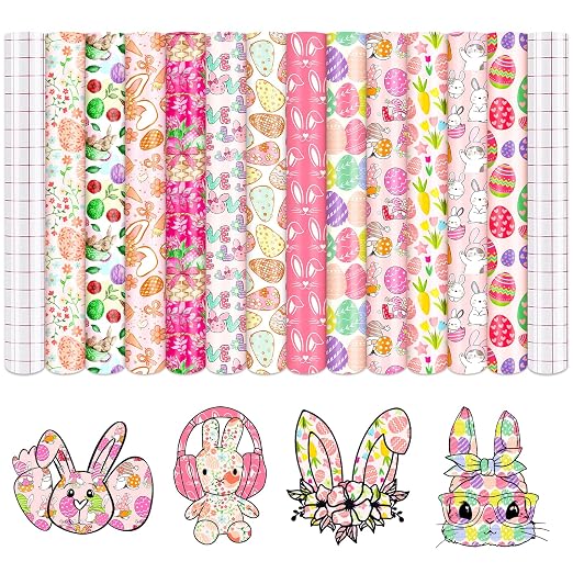 Tintnut Easter Egg Permanent Vinyl 12 Pcs 12"x10" Pink Bunny Adhesive Vinyl |
