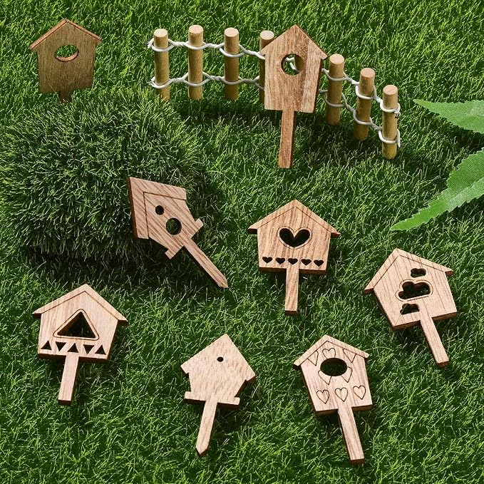 100 pcs Mixed Styles House Theme Unfinished Wood Cutout Charms Lovely Home Wood