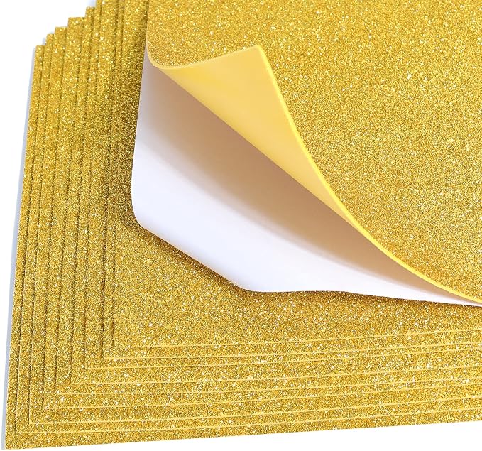 10 Sheets Glitter Paper Sheet for Crafts, A4 Cardstock Self-adhesive Paper for