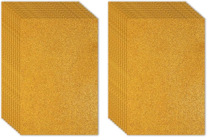 PATIKIL Gold Tone Shiny EVA Glitter Foam Sheet 11 x 8 Inch 2mm Thick Sparkle