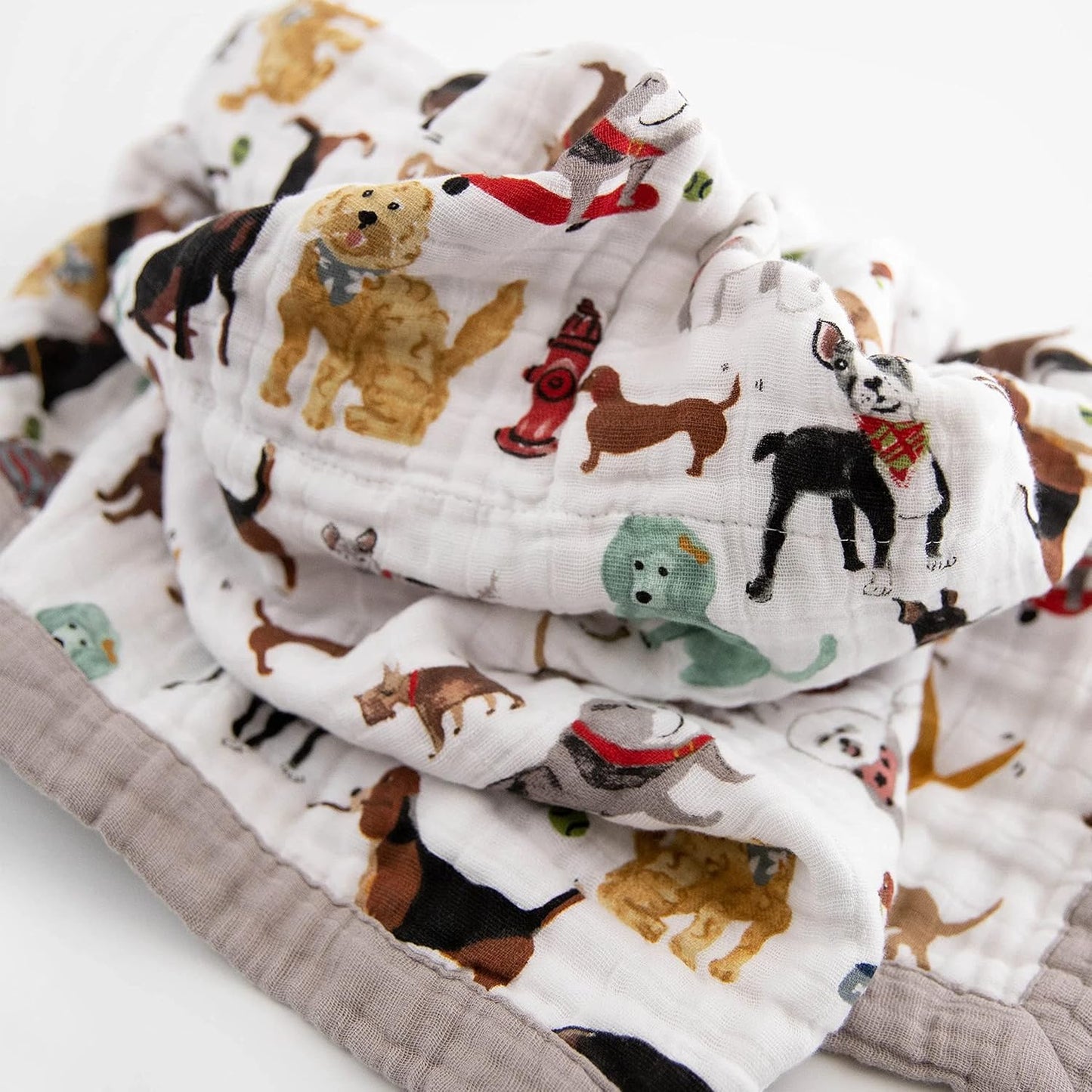 Little Unicorn Newborn Receiving Quilt | Ultra- Soft, Multi-Layered Muslin Fabric | Gift for Newborns & on-The-go (Woof)