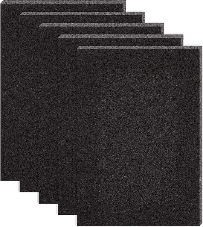 BENECREAT 6PCS Self Adhesive Backed Foam Sheet 12x8 Inch Black Nonslip EVA Foam