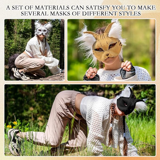 Seenelling DIY Therian Mask Kit Blank Cat Mask