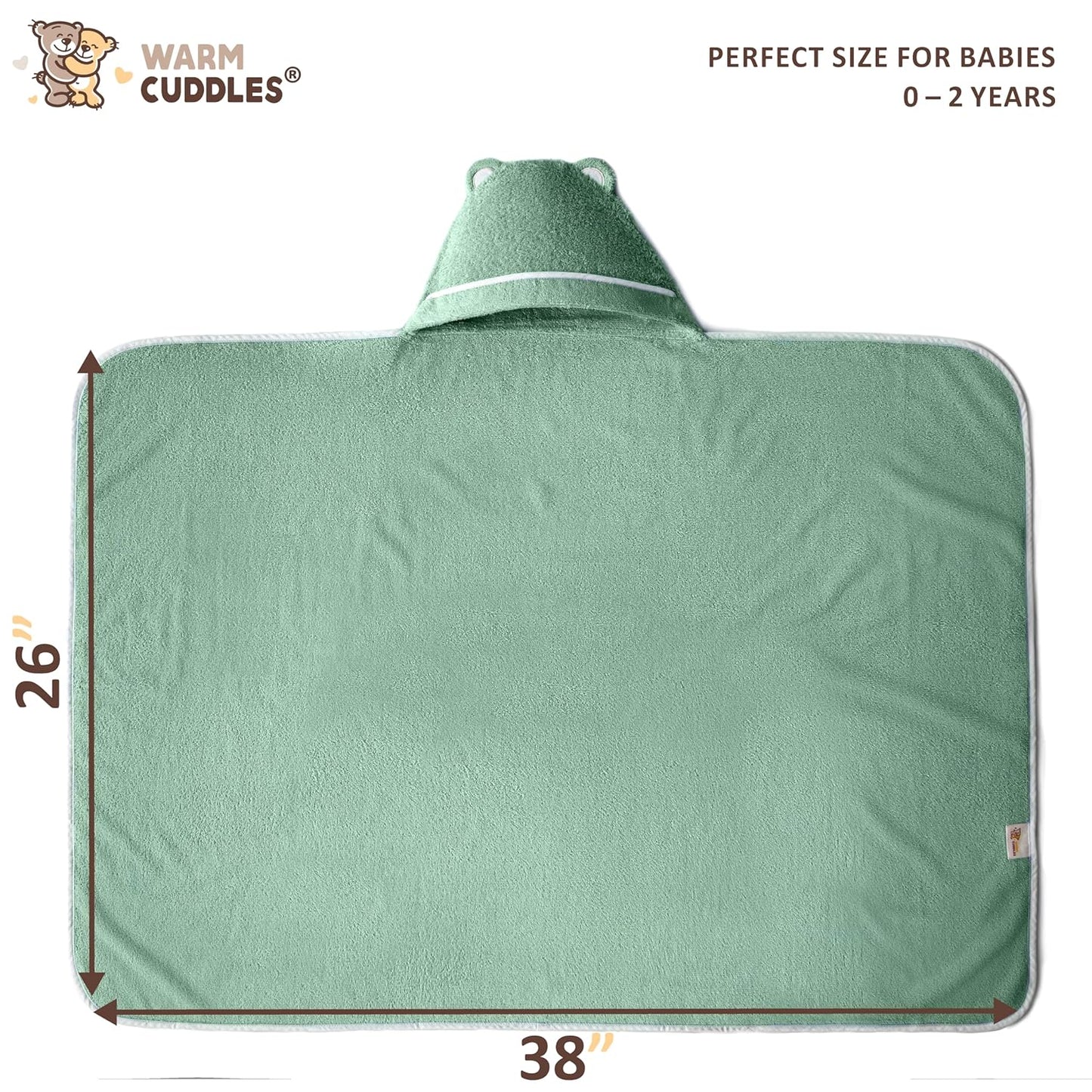 Premium Baby Bath Towel - Rayon Made from Bamboo Hooded Baby Towels - Newborn Baby Towel with Hood - Large Hooded Towel for Newborn Infant Boy Girl (Green)
