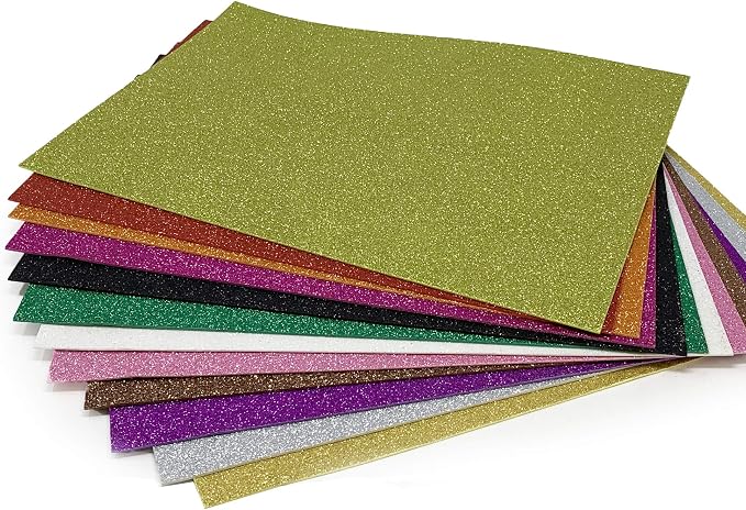 Allgala X-Large Glitter EVA Foam Sheets 12 Pack 12x16 inch Paper