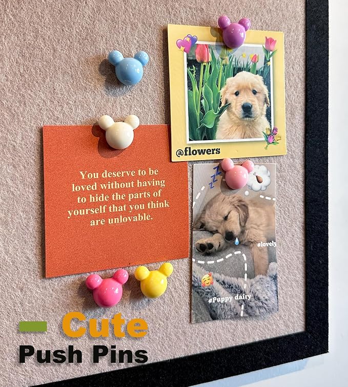 24 Pcs Cute Push pins, Colorful Decorative thumbtacks, Mouse Push pins