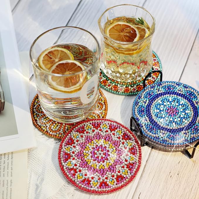 Temlum 6 Pcs Diamond Painting Coasters