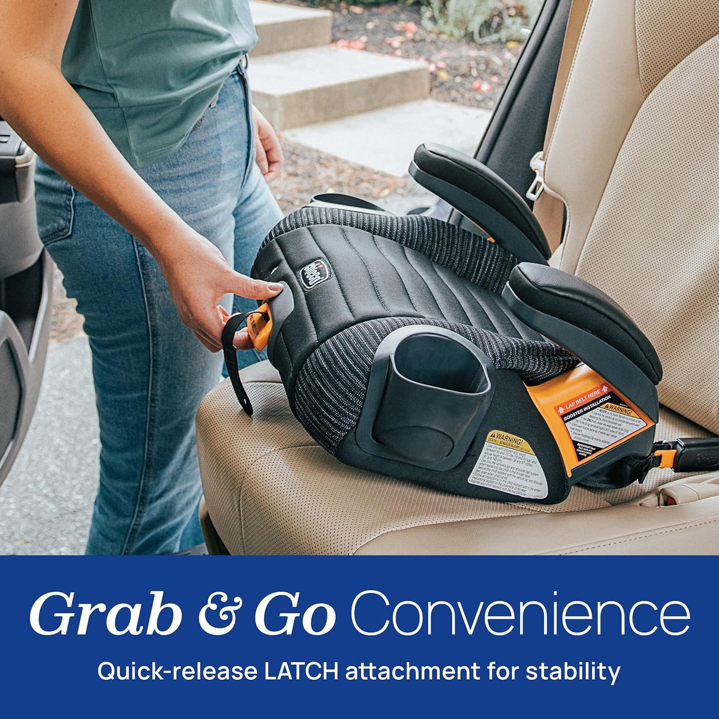 Chicco GoFit ClearTex Plus Backless Booster Car Seat, Latch Attachment, Quick-Release Latch Removal, Portable Car Booster Seat for Children at Least 4 Years Old and 40-110 lbs | Sunset/Purple
