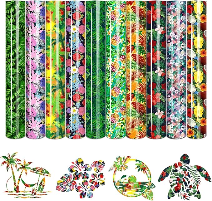 Tintnut Tropical Floral Heat Transfer Vinyl, easy cut & weed, stretch washable