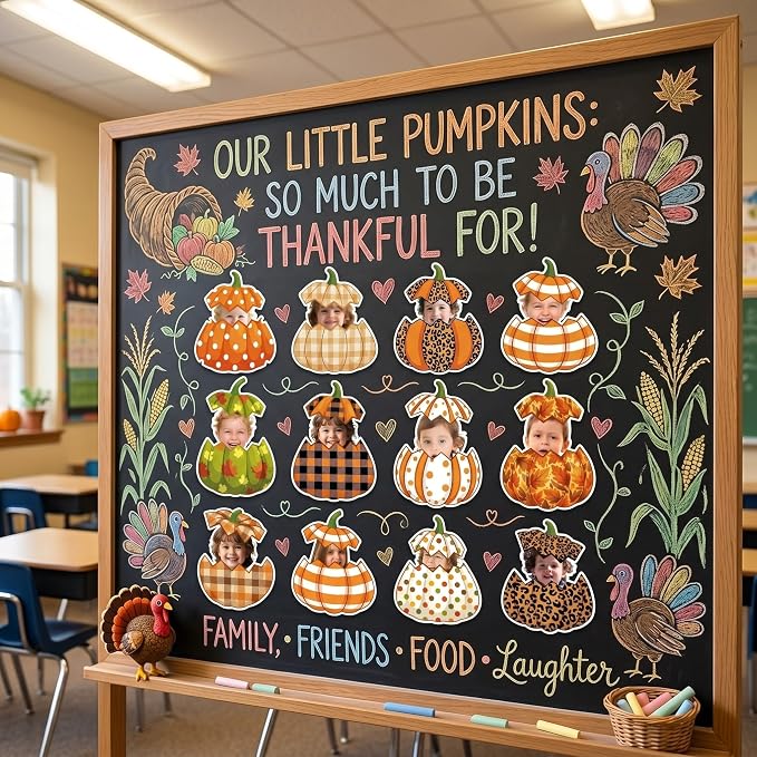 Gersoniel 72 Pcs Kid Fall Pumpkin Decor Autumn Bulletin Board Cutout | Autumn
