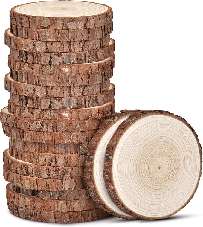 LESUMI Wood Slices with Bark, DIY Craft Supplies