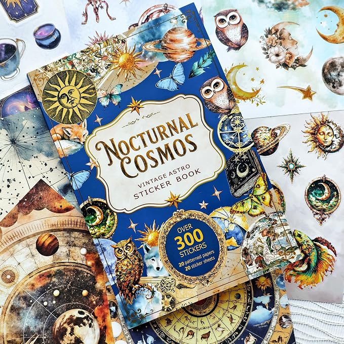 Vintage Astrology Sticker Book & Scrapbook Paper Pad, 40 Inner Pages