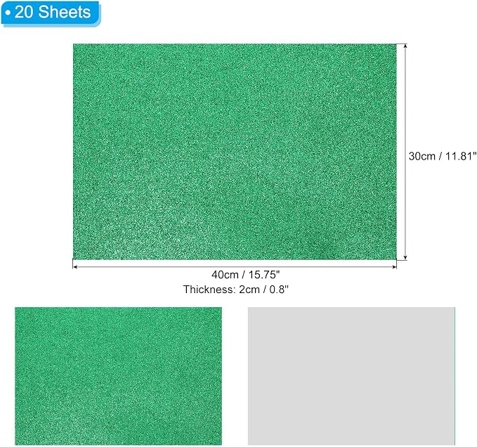 PATIKIL Green Shiny EVA Glitter Foam Sheet 16x12 Inch 2mm Thick
