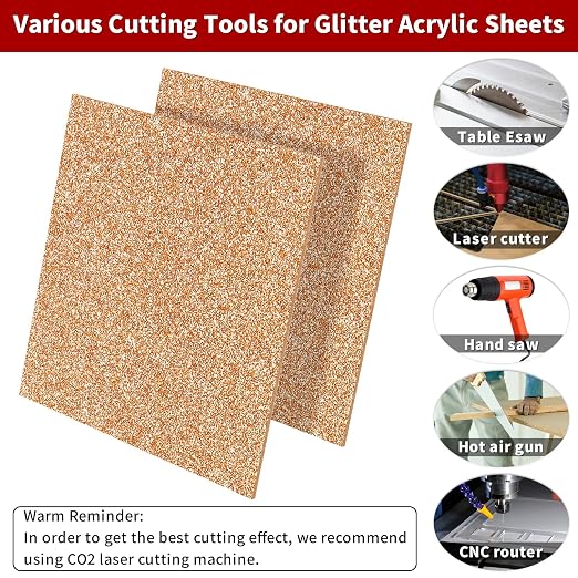 Glitter Acrylic Sheets 12 x 12 inch 1/8" Thick