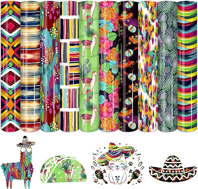 HTVSTD Mexican Fiesta Heat Transfer Vinyl 10SheetS 12×10in Iron on Vinyl |