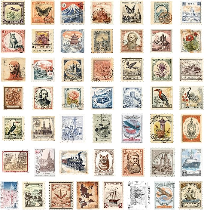 Vintage Scrapbook Stickers Set, Retro Stickers