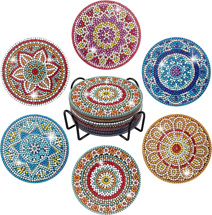 Temlum 6 Pcs Diamond Painting Coasters