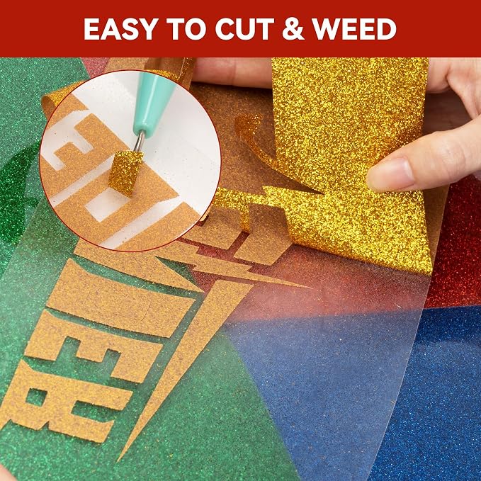 Aoder Red Glitter HTV Heat Transfer Vinyl