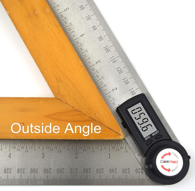 GemRed 82305 Digital Angle Finder Protractor Stainless Steel | Black Buttons