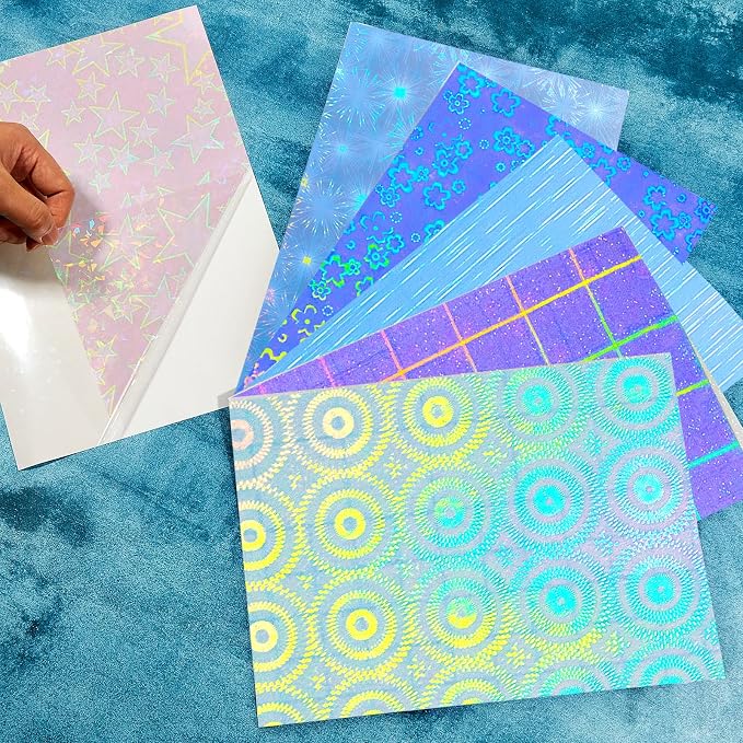 Clabby 36 Sheets Holographic Sticker Paper A4 Vinyl Holographic Laminate Sheets