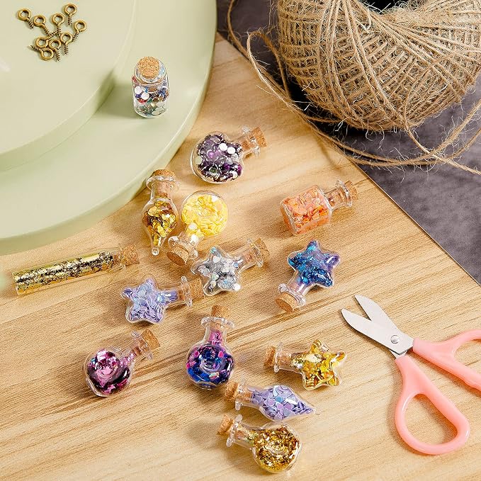 Geiserailie 80 Pieces Tiny Glass Bottles Spell Jars