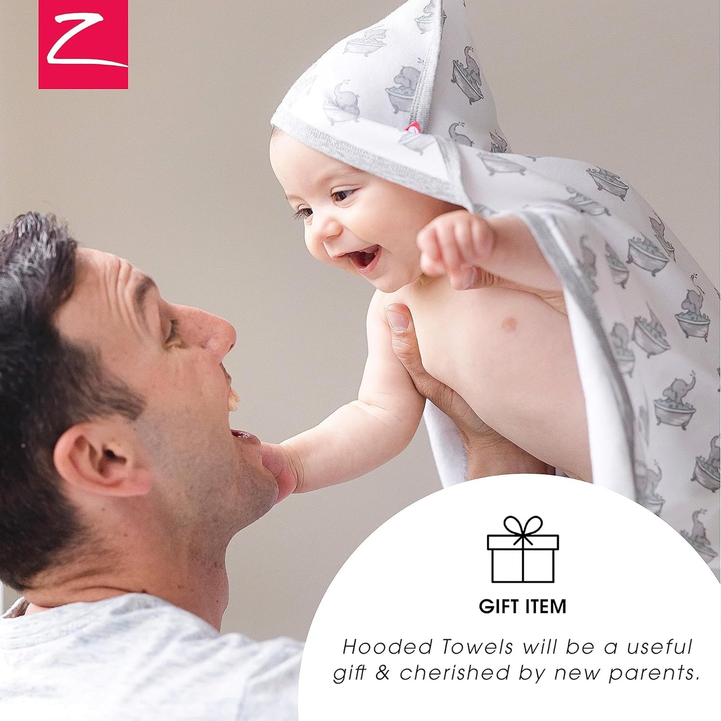 Zutano Hooded Baby Towels, Organic Cotton Baby Bath Towel, Ultra Soft and Absorbent Baby Towel for Newborn and Infant | Girl, Boy, and Unisex Towel Set, Shark Camo, 2-Pack