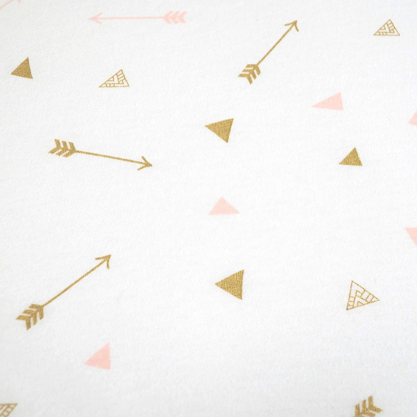 American Baby Company 2 Pack Printed 100% Cotton Knit Fitted Contoured Changing Table Pad Cover - Compatible with Mika Micky Bassinet, Sparkle Gold/Pink Feathers/Arrows, for Boys and Girls