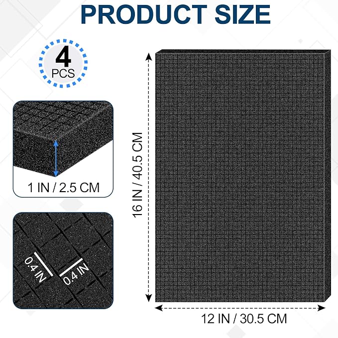 4 Pcs Pick and Pluck Foam Sheets 16" L x 12" W x 1" T Polyurethane Pick Apart