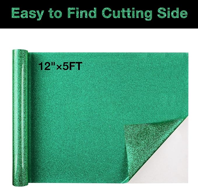 TORC Green Glitter HTV Heat Transfer Vinyl Roll 12 inch x 10 ft Iron on Vinyl