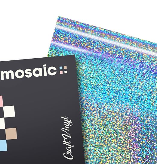 VViViD Mosaic+ Silver Holographic Glitter 1ft x 5ft Crafting Vinyl Crinkle-Free