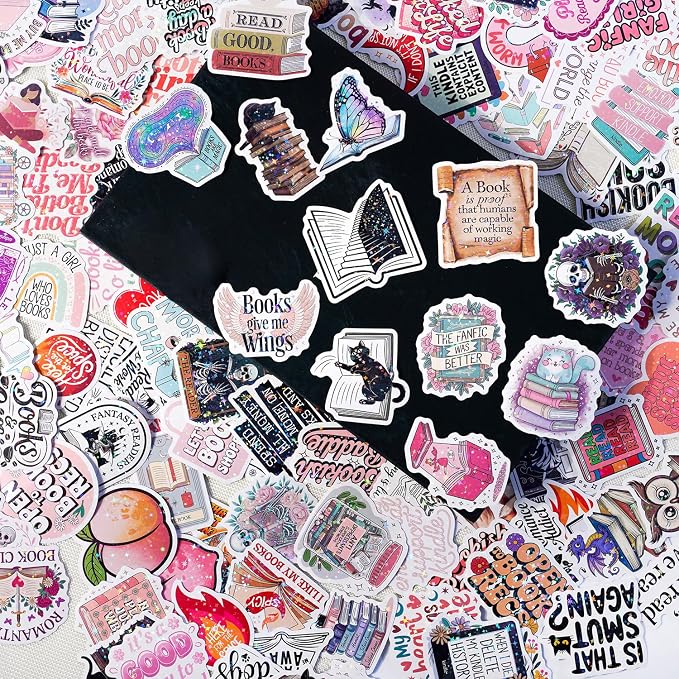 150 Pcs Romance Book Stickers for Kindle, Holographic Reading Sticker Packs for
