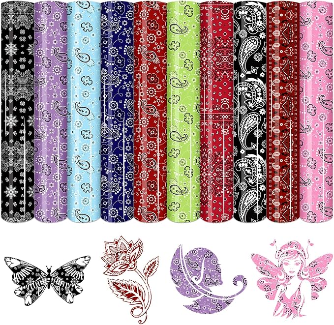 HTVSTD Paisley HTV Heat Transfer Vinyl 10 Sheets 12×10in Iron on Vinyl |
