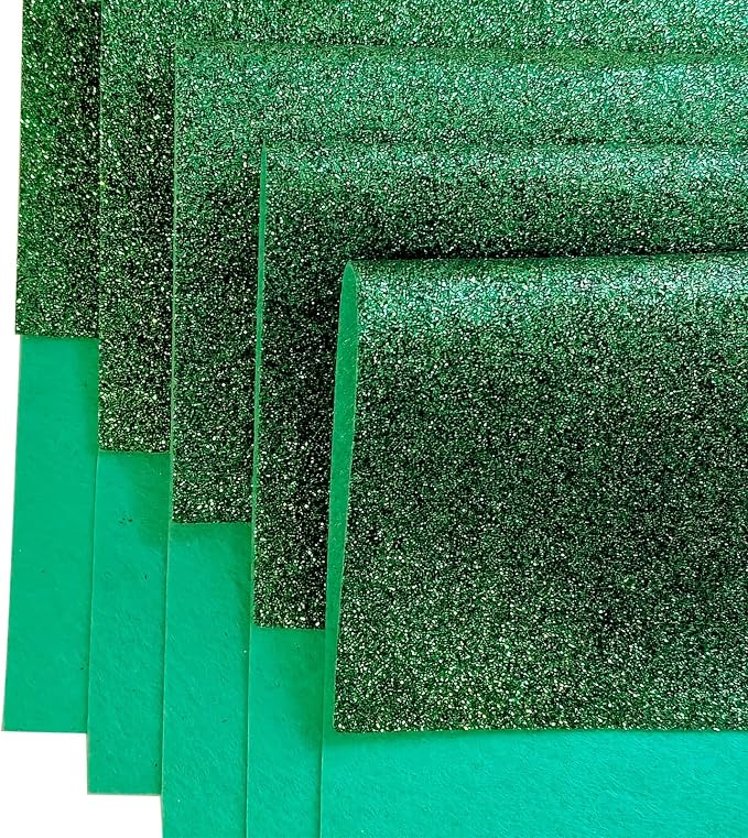 Jtnohx Glitter Felt Fabric, 8 x12 inches Felt Square Glitter
