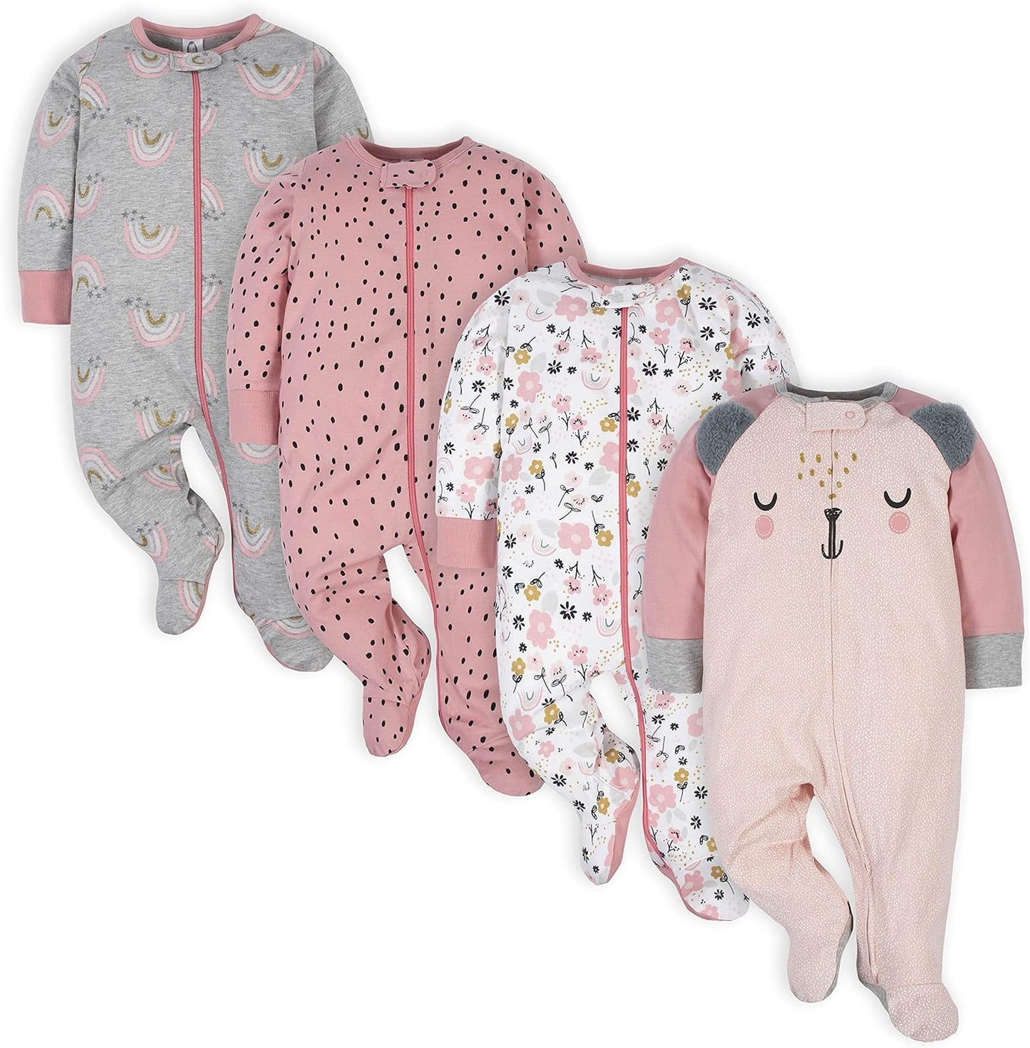 Gerber Baby Girls 4 Pack Sleep 'N Play Footie