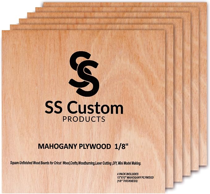 Mahogany Plywood Sheets for Crafts 1/8 inch, 3mm Plywood Sheet for Laser