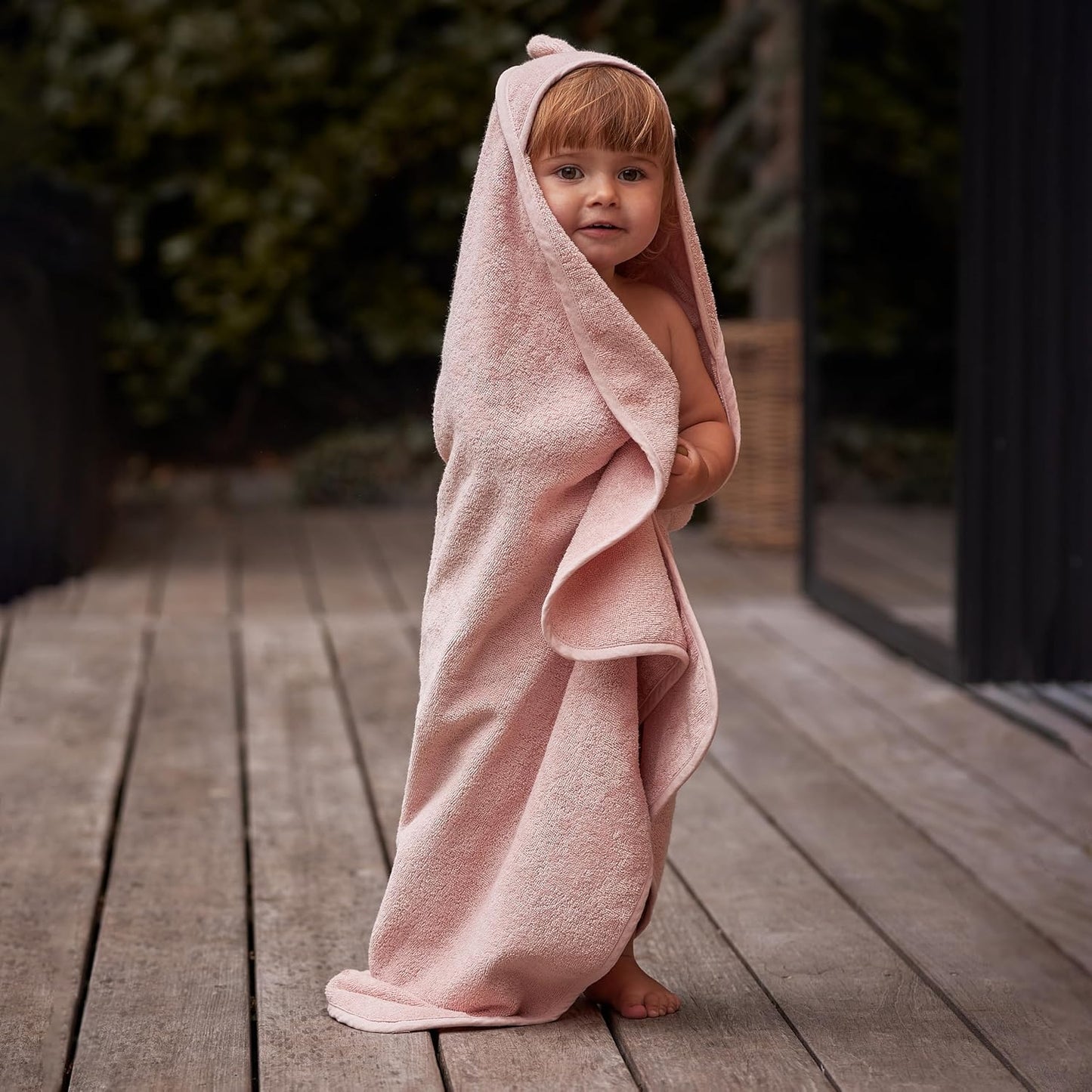 Baby Hooded Towel – Organic Cotton Baby Bath Towels, 32" x 32" Super-Soft and Absorbent Baby Towels for Newborn 2-Pack (Rabbit Blush/Bear Fog)