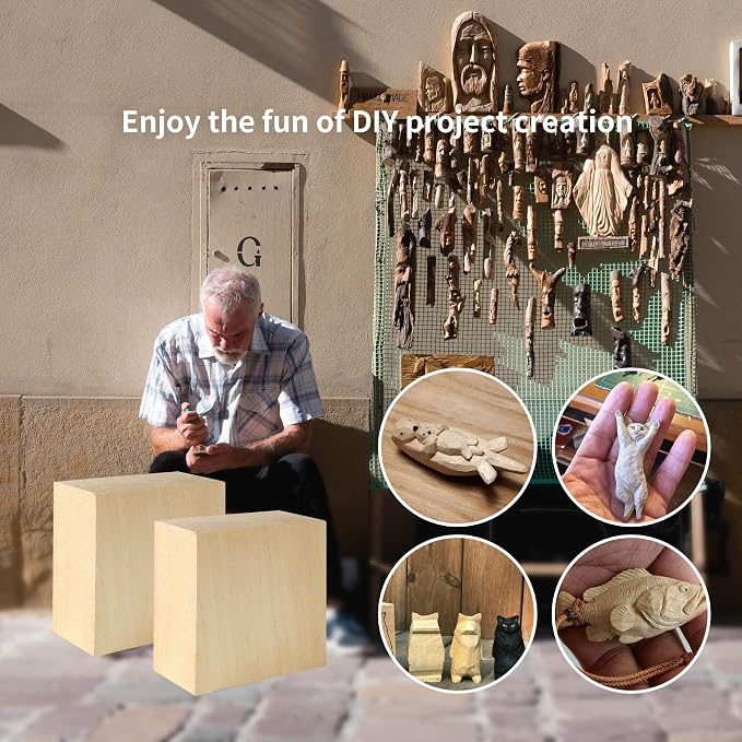6 Pack Basswood Blocks for Crafting, Home DIY