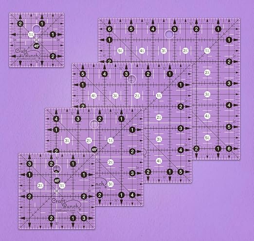5 Non-Slip Square Quilt Template Rulers